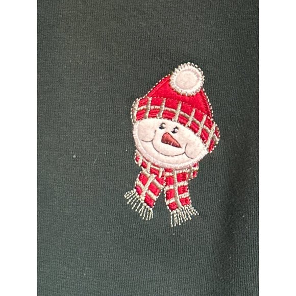 VTG Hastings & Smith size Petite M green fleece lined button appliqué cardigan - Picture 2 of 7